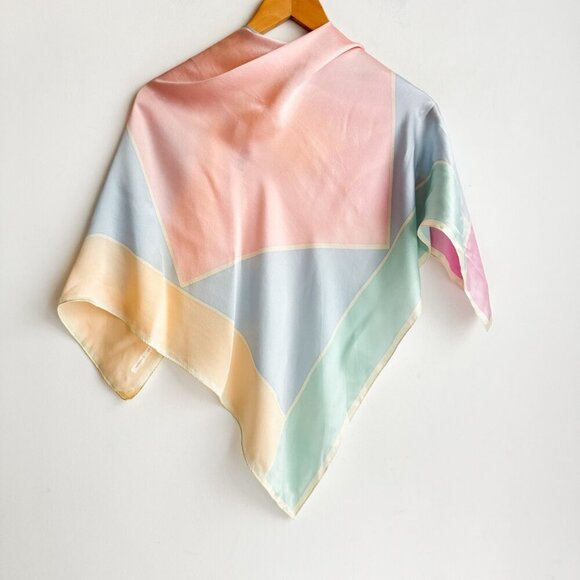 Adrienne Vittadini Pastel Geometric Print Silk Lightweight Scarf - Picture 4 of 4